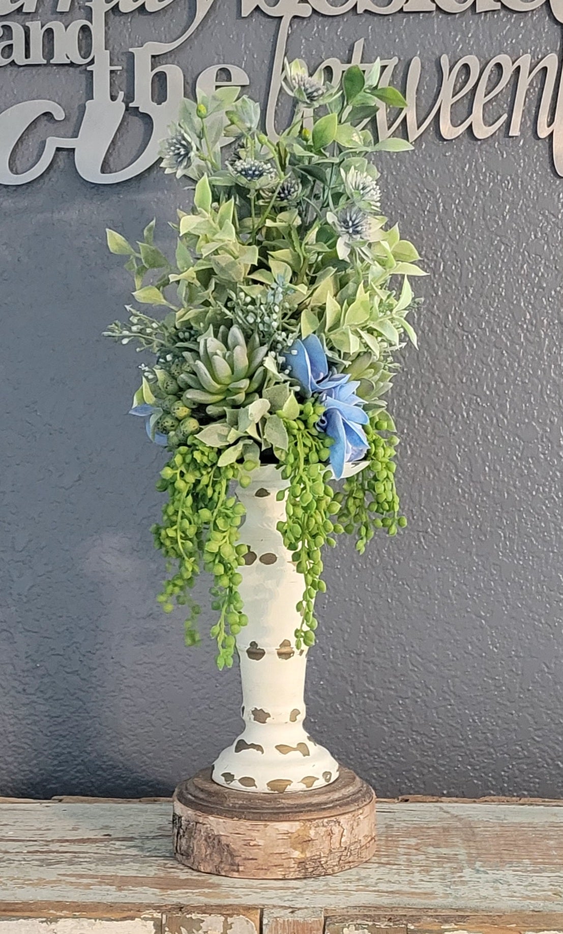 Candle Topper With Blue Moneywart