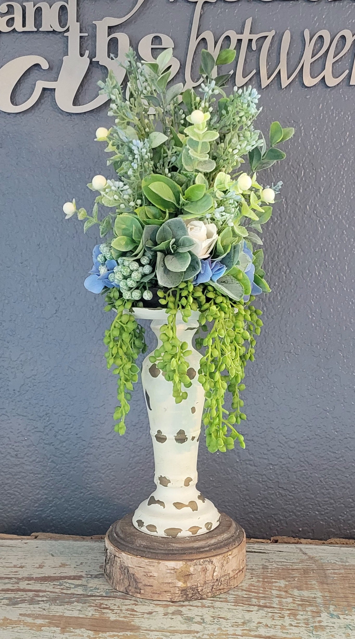 Blue And Cream Candle Topper