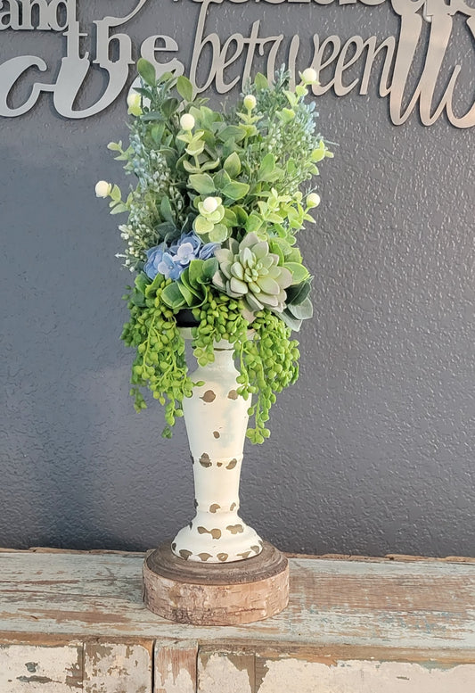 Blue And Cream Candle Topper