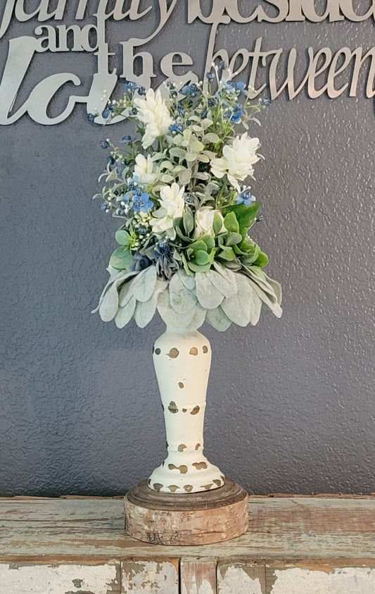 Blue And Cream Candle Topper