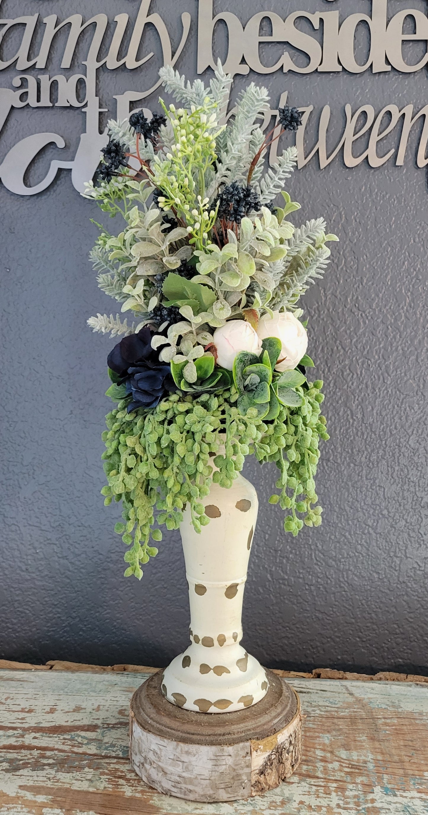 Navy And White Candle Topper