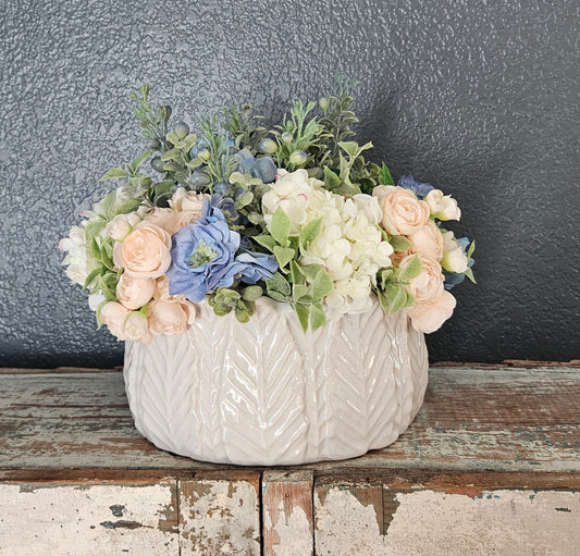 Blue And Cream Centerpiece