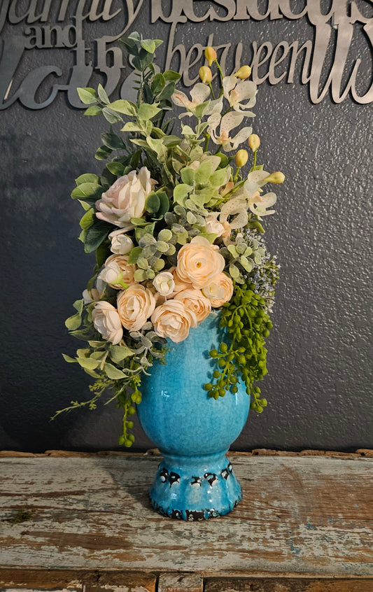 Neutral Arrangement In Blue Container