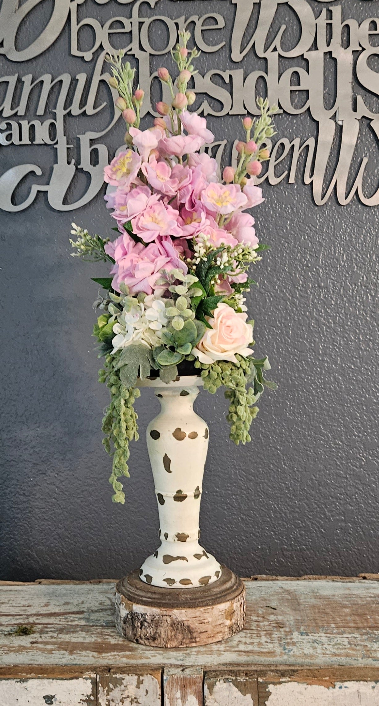 Pink Delphinium Candle Topper