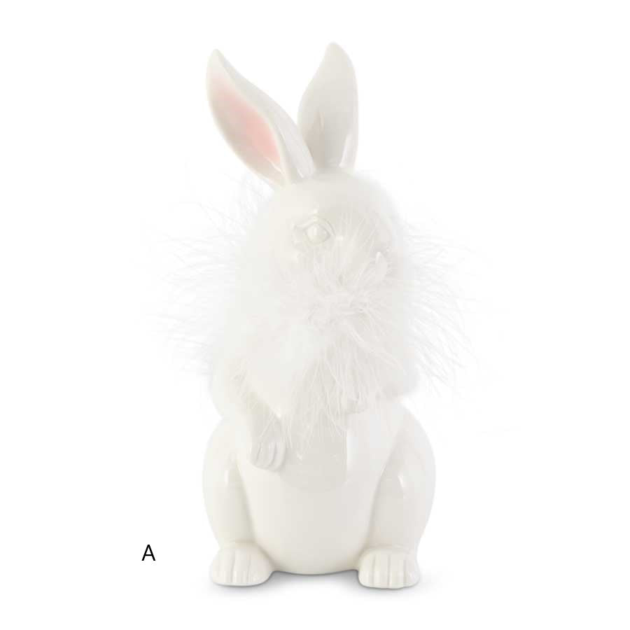 White Porcelain Feathered Bunny (Various Styles)