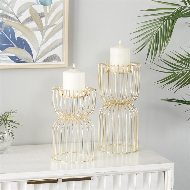 Cosmopolitan Gold Iron Glam Candleholders, Set of 2