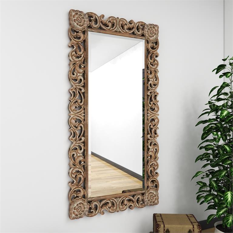 Light Brown Traditional Wood Wall Mirror
