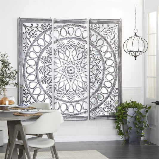 Wood Mirror Wall Panels, Set of 3