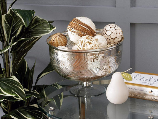 Silver Glass Glam Decorative Bowl