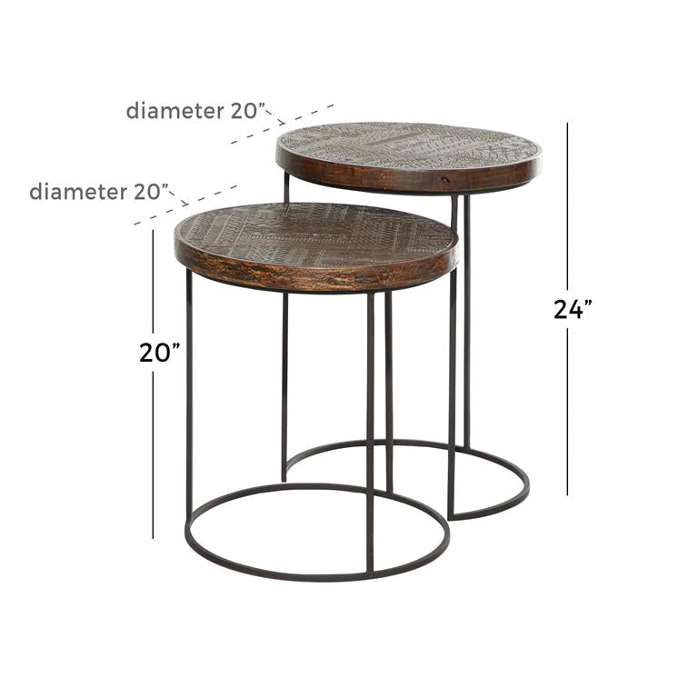Brown Metal Contemporary Accent Tables, Set of 2