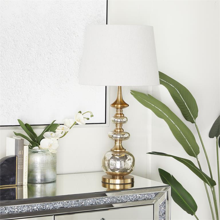 Gold Linen Mercury Glass Table Lamp