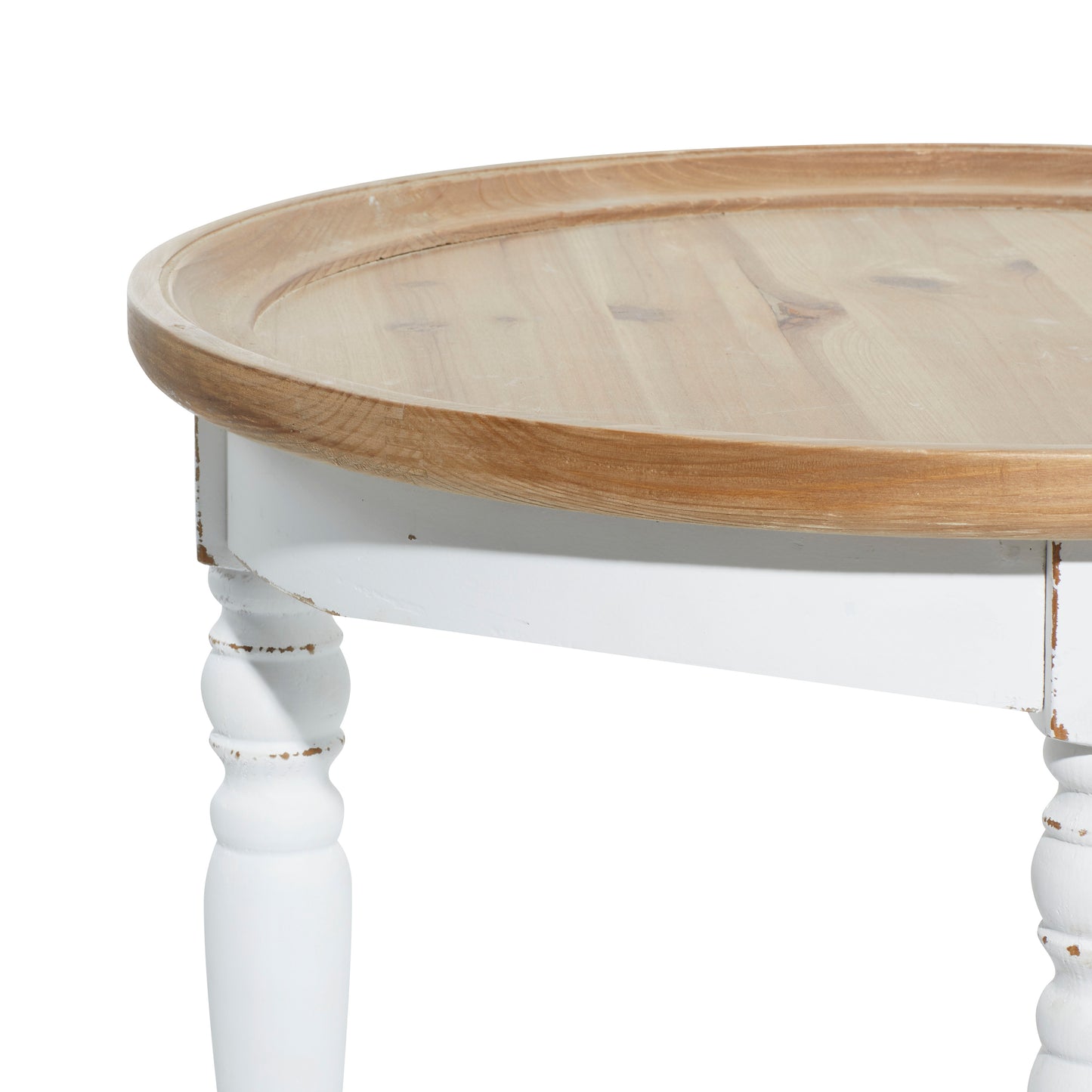 White & Wood Round Side Table