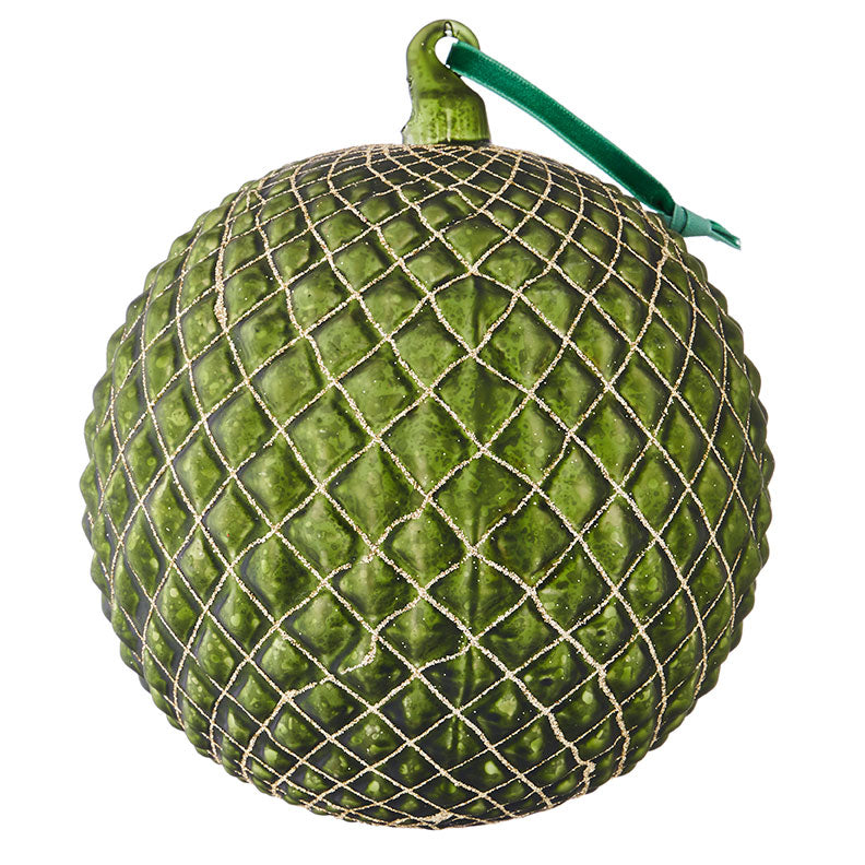 Quilted Ball Ornament, Green/Gold
