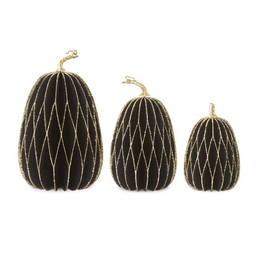 Tall Black with Gold Trim Pumpkin (Various Sizes)