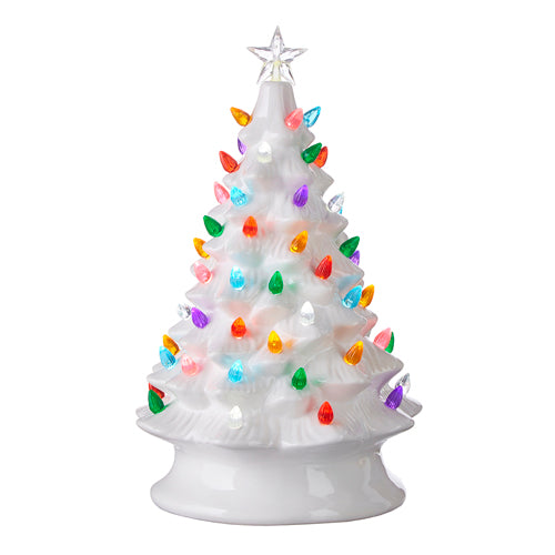 Vintage Lighted Tree with Timer, White