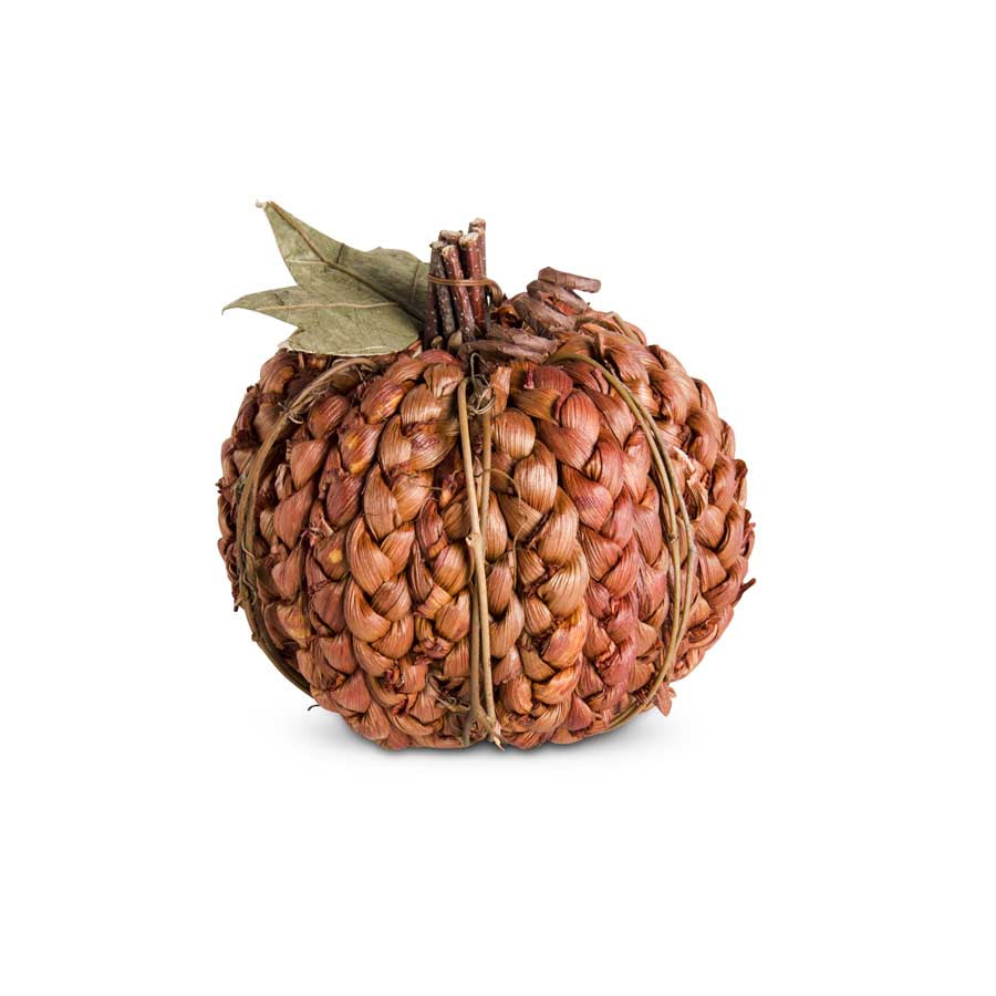 Braided Cornhusk Pumpkin, Orange (Various Sizes)