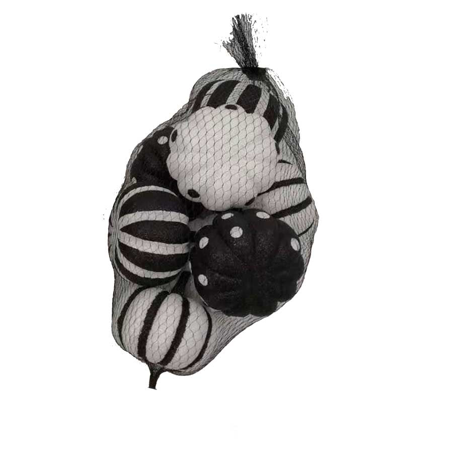 Glitter Black & White Pumpkins, Bag of 8