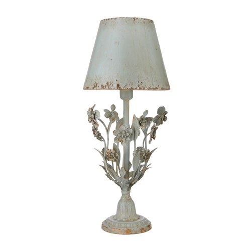 Blue Distressed Floral Lamp
