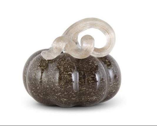 Gray Brown Handblown Glass Pumpkin