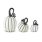White & Black Striped Resin Pumpkin with Curly Stems (Various Sizes)