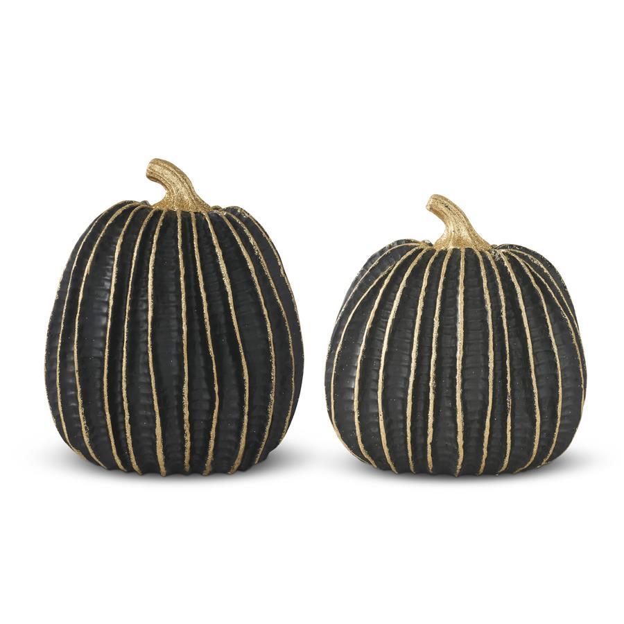 Black with Gold Trim Pumpkin (Various Sizes)