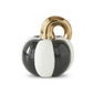 White & Black Striped Ceramic Pumpkin with Gold Stem