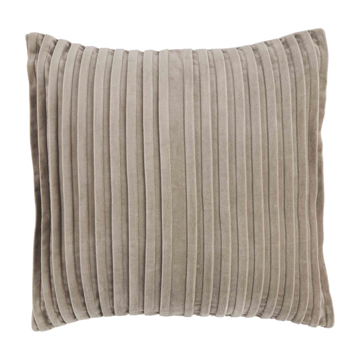 Velvet Striped Square Pillow, Taupe