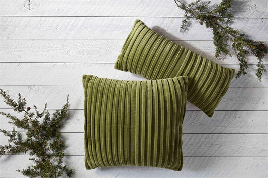 Velvet Striped Pillow, Green (Various Styles)
