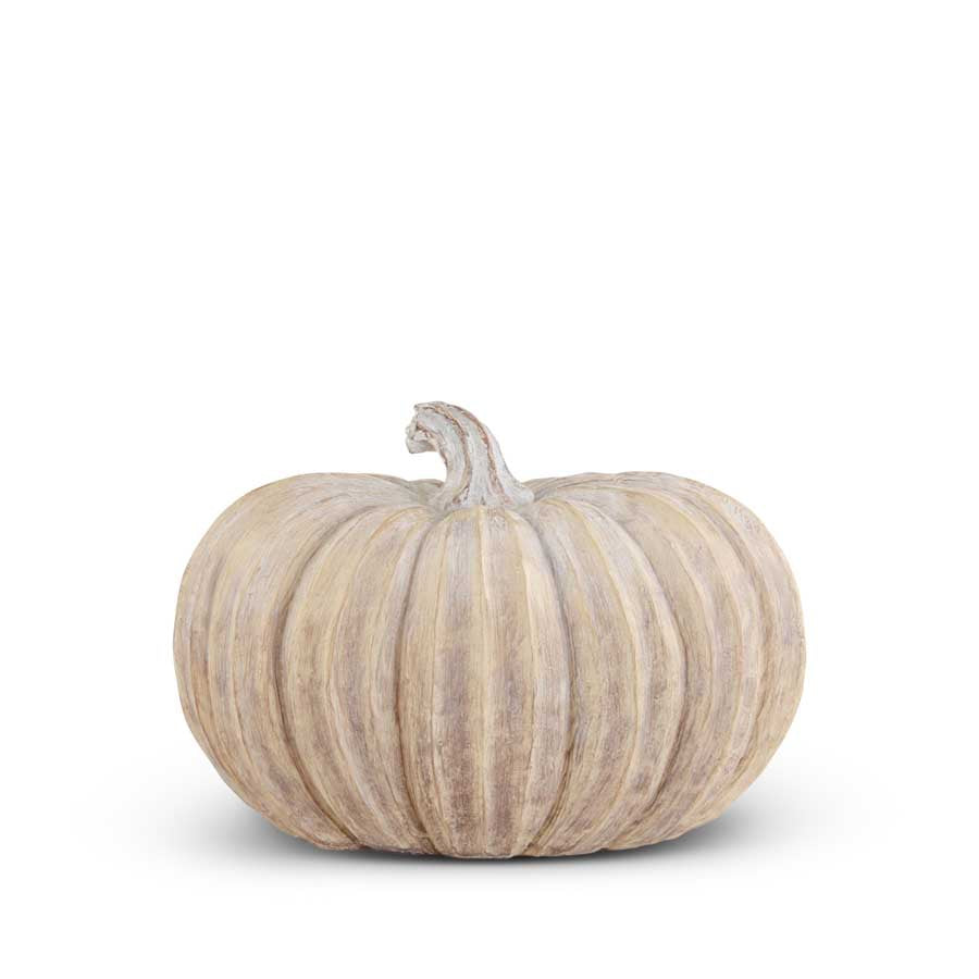 Tan Resin Ribbed Pumpkin, Short