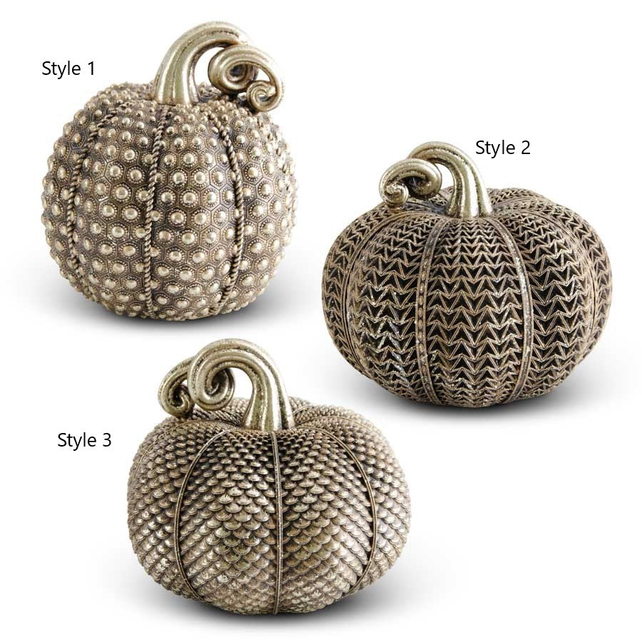Resin Antique Gold Textured Pumpkin (Various Styles)
