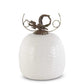 Ceramic Dot Etched Pumpkin with Metal Stem, White