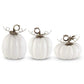 White Ceramic Pumpkin with Metal Stem (Various Sizes)