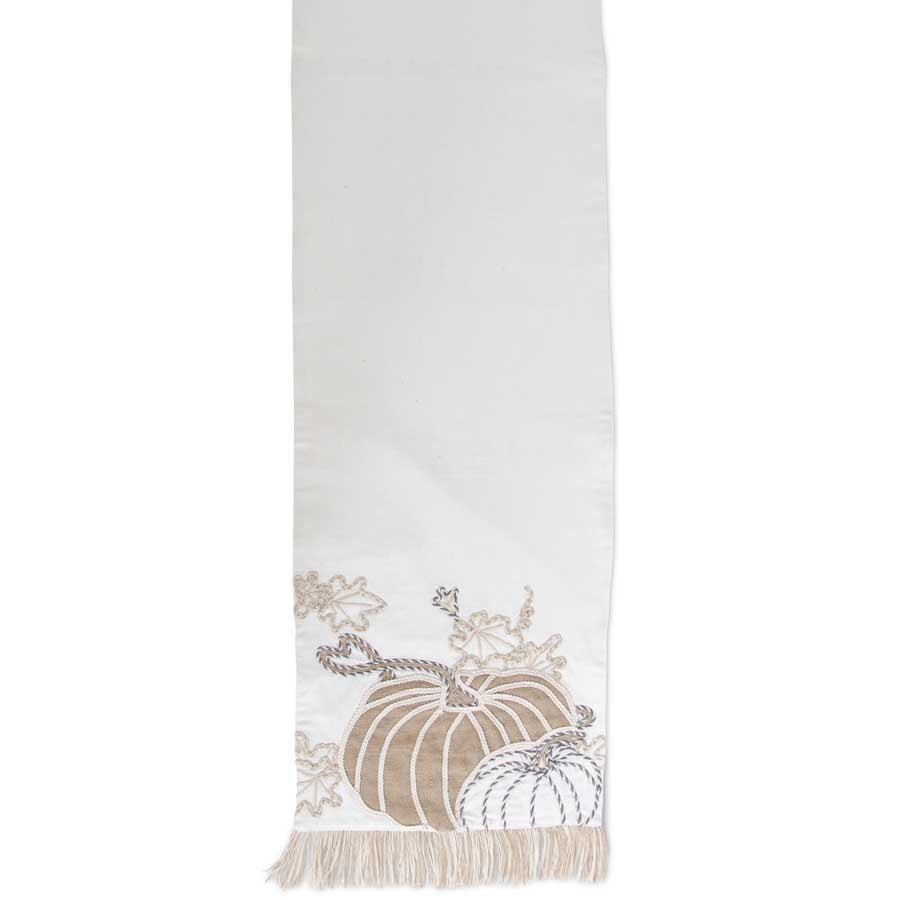 White Pumpkin Embroidered Table Runner