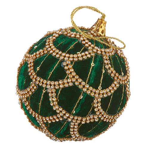 Jeweled Green Velvet Ball Ornament