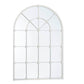 Distressed White Arched Windowpane Mirror