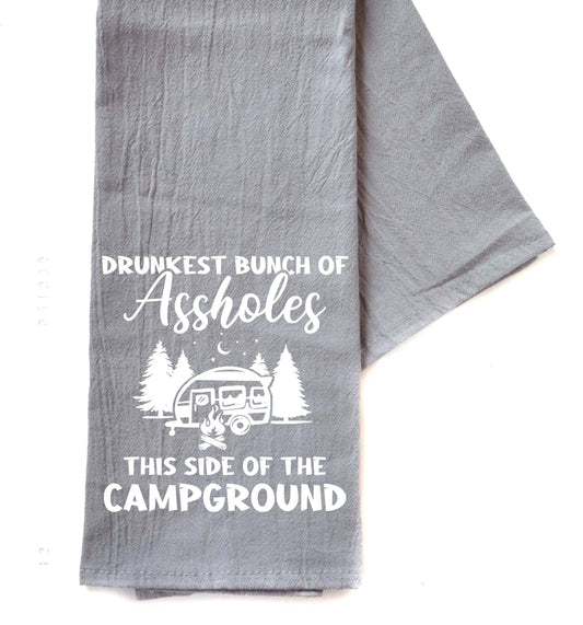 "Drunkest Bunch of Assholes Camping" Hand Towel (Gray)