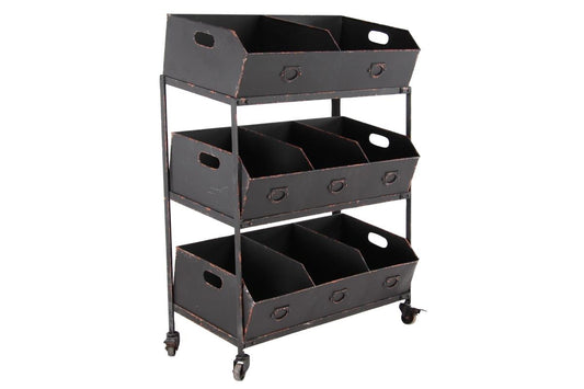 Black Metal Storage Rolling Cart