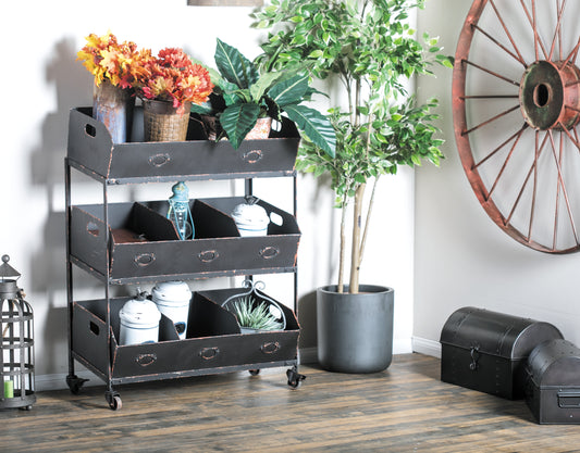 Black Metal Storage Rolling Cart