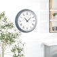 White Metal Wall Clock with Blue Trim