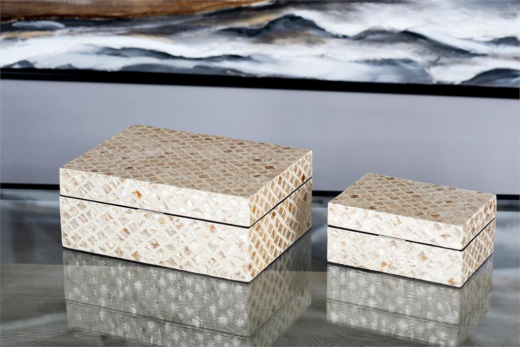 Beige Mother of Pearl Coastal Box (Various Sizes)
