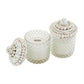 White Beaded and Glass Candle