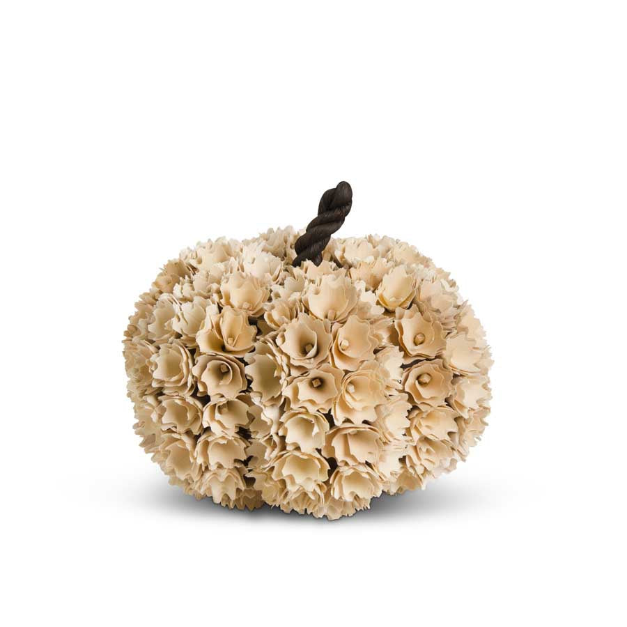 Cream Shaved Wood Pumpkin, Large