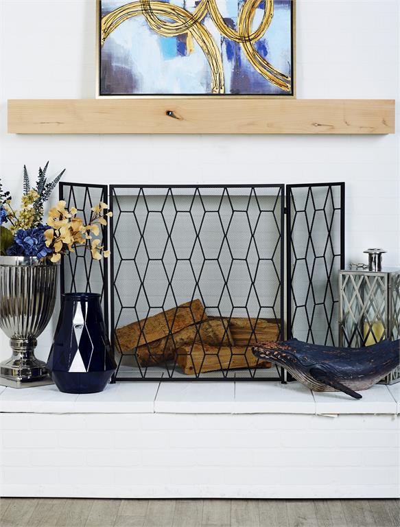 Black Contemporary Fireplace Screen