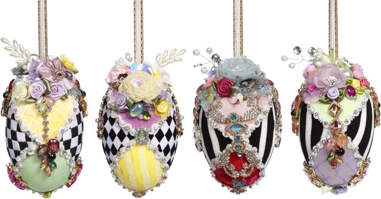 6" Harlequin Jeweled Egg Ornament (Assorted Styles)