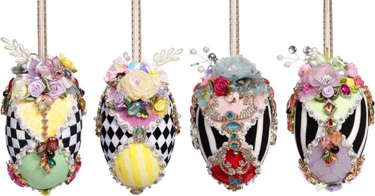 6" Harlequin Jeweled Egg Ornament (Assorted Styles)