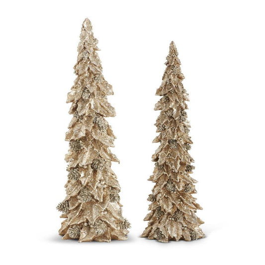 Gold Holly Leaf Christmas Trees (Various Sizes)