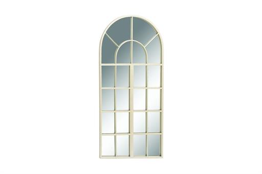 White Arched Metal Framed Wall Mirror