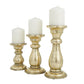 Gold Traditional Wooden Candleholders, Set of 3