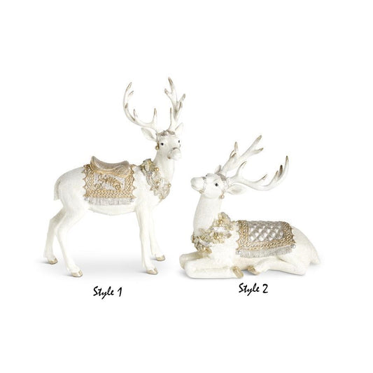 Glittered Cream Gold & Silver Resin Reindeer (Various Styles)