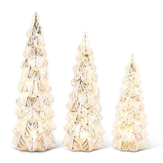 Glittered LED Silver Mercury Glass Tree (Various Sizes)